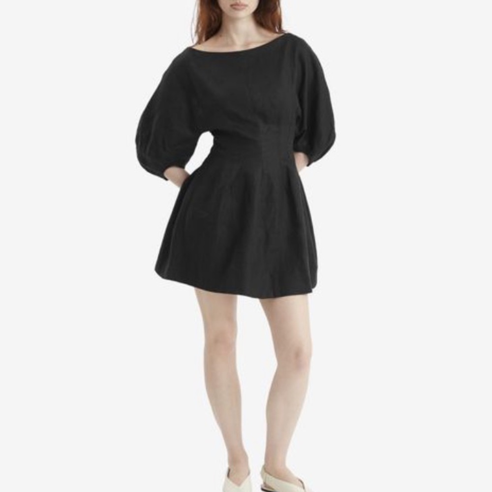 NWT BLACK LINEN LOWEN DRESS Size 6